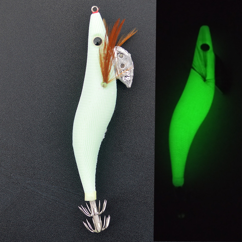 1PCS 빛나는 오징어 지그 문어 오징어 지그 후크와  - Fishing Hook Size 리뷰 및 가격